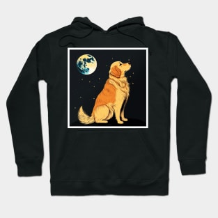 Golden Retriever Dog, Full Moon, Night Sky Hoodie